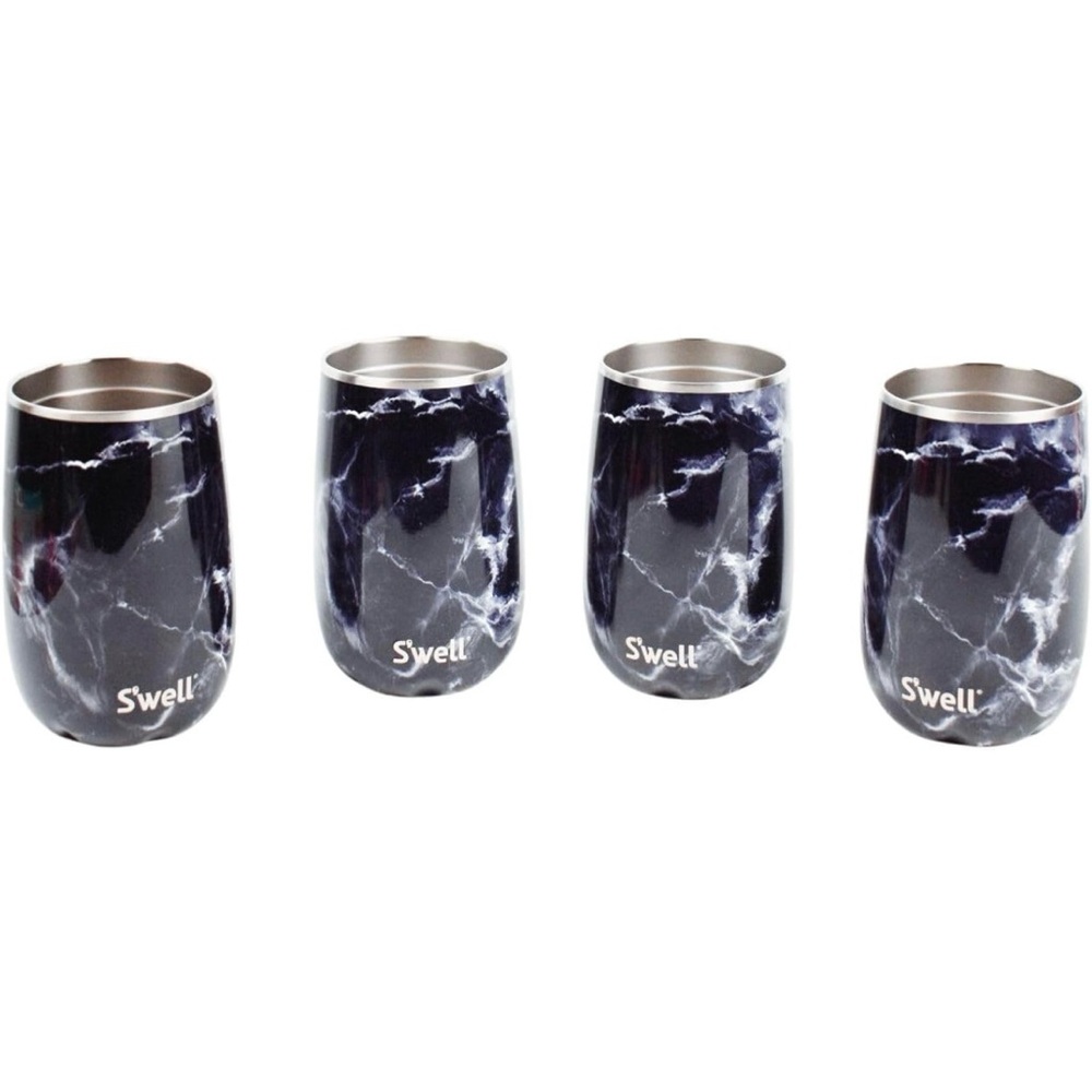 S'well Black Marble insulated stainless steel Tumblers - Set of 4